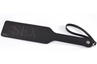 Черная гладкая шлепалка SEX - 35 см.