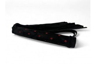 Черная замшевая плеть с красными точками на рукояти Red dot Princess - 43 см.