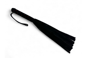 Черная замшевая плеть с красными точками на рукояти Red dot Princess - 43 см.