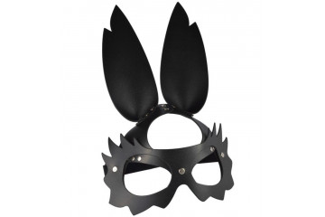 Черная кожаная маска Зайка с длинными ушками