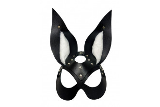 Черная маска зайки с белым мехом на ушках Miss Bunny