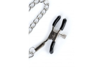 Черный кляп-трензель Theatre в виде косточки с зажимами для сосков Черный кляп-трензель Theatre в виде косточки с зажимами для сосков