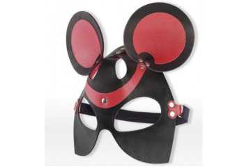 Черно-красная маска мышки из кожи