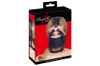 Черный намордник с кляпом-шаром Head Harness With A Gag