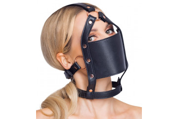 Черный намордник с кляпом-шаром Head Harness With A Gag