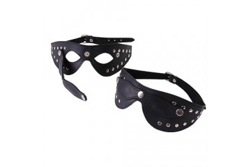 Чёрная кожаная маска с велюровой подкладкой