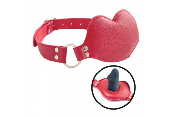 Красный кляп-губки с фаллоимитатором