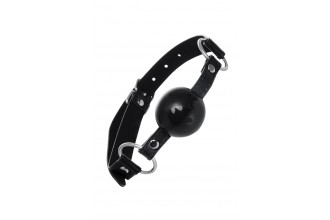 Черный кляп-шар на кожаных ремешках Anonymo
