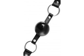 Черный кляп-шар на кожаных ремешках Anonymo