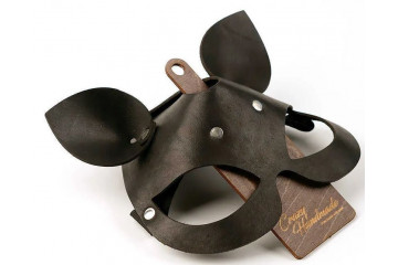 Черная кожаная маска Кошка с маленькими ушками