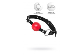 Красный кляп-шар на черных ремешках Anonymo