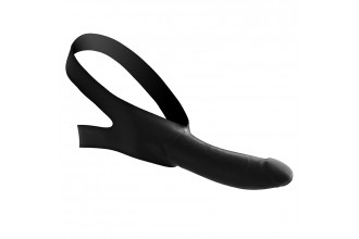 Черный кляп-страпон Masters Mini Face Fuck Strap-On - 14 см.