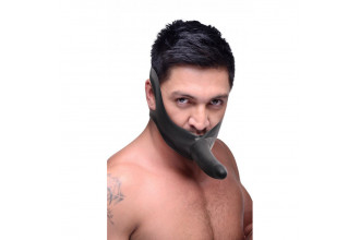 Черный кляп-страпон Masters Mini Face Fuck Strap-On - 14 см.