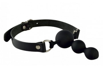 Силиконовый кляп-ёлочка на кожаных ремешках