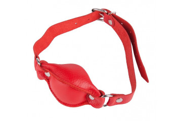 Красный кожаный кляп на регулируемых ремешках