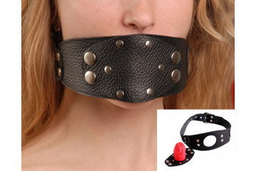 Чёрный кожаный кляп-фаллос