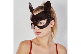 Коричневая кожаная маска Кошечка