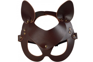 Коричневая кожаная маска Кошечка
