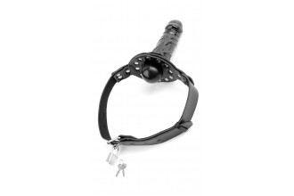 Чёрный кляп с фаллоимитатором Deluxe Ball Gag with Dildo
