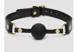 Черный кляп-шар Bound to You Faux Leather Ball Gag