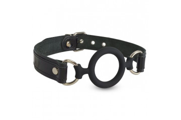 Силиконовый кляп-рамка на кожаных ремешках