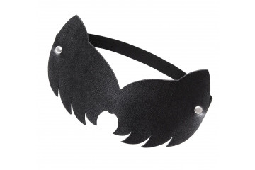 Черная закрытая кожаная маска с ушками кошки