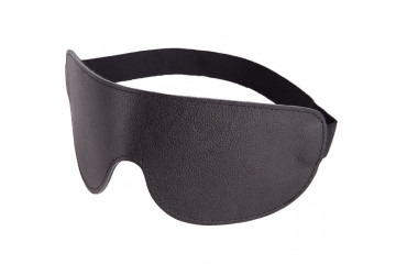 Чёрная широкая кожаная маска на глаза