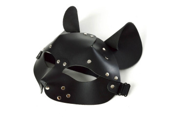 Черная кожаная маска Pussy
