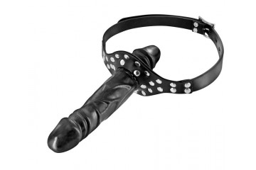 Черный кляп-фаллоимитатор Double Penis Gag