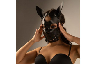 Черная маска Собака с ушками