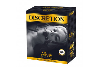 Красный кляп-шар Discretion на регулируемых ремешках