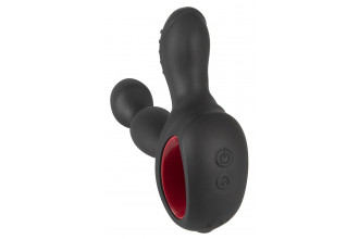 Черный вибромассажер простаты с нагревом и ротацией Prostate Plug - 14,5 см.