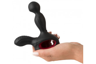 Черный вибромассажер простаты с нагревом и ротацией Prostate Plug - 14,5 см.