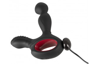 Черный вибромассажер простаты с нагревом и ротацией Prostate Plug - 14,5 см.