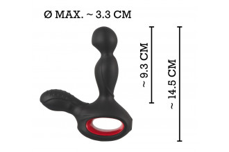 Черный вибромассажер простаты с нагревом и ротацией Prostate Plug - 14,5 см.