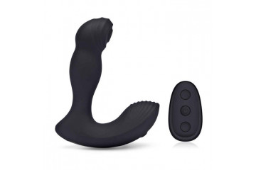 Черный массажер простаты с двойной вибрацией Thumper