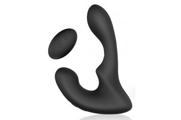 Черный силиконовый вибромассажер простаты с пультом ДУ