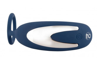 Синий вибростимулятор простаты с кольцом - 14,5 см.