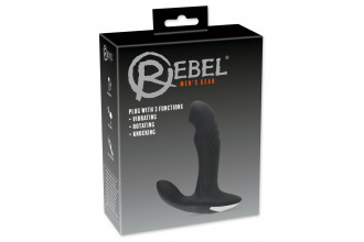 Черный вибромассажер простаты с функцией римминга Plug with Perineum Stimulator - 16,6 см.