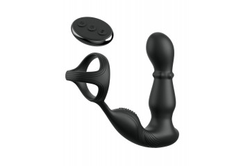 Черный вибростимулятор простаты с кольцом Ass-gasm Slide & Glide