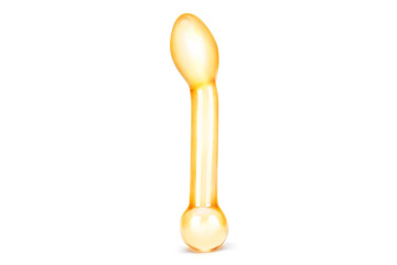 Золостистый стеклянный стимулятор простаты Honey Dripper - 17 см.