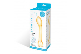 Золостистый стеклянный стимулятор простаты Honey Dripper - 17 см.