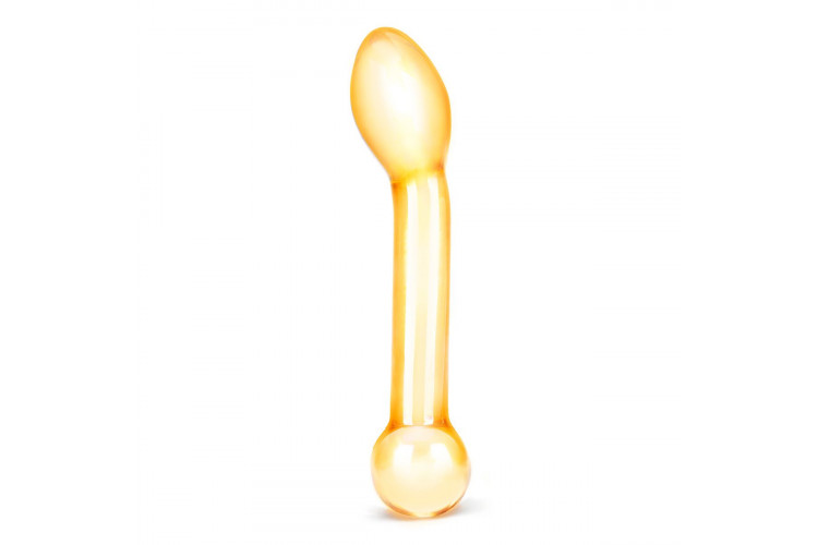 Золостистый стеклянный стимулятор простаты Honey Dripper - 17 см.