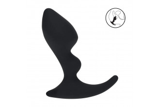 Черная анальная пробка для массажа простаты Double Ripple Silicone Prostate Massager