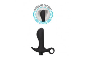 Черный анальный вибратор Silicone Vibrating Prostate Massager 01 - 10,8 см.