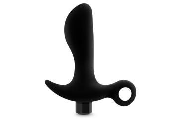 Черный анальный вибратор Silicone Vibrating Prostate Massager 01 - 10,8 см.