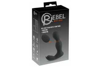 Черная анальная пробка с вибрацией, вращением и пультом ДУ RC Butt Plug with 2 Functions