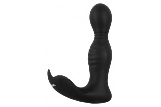 Черная анальная пробка с вибрацией, вращением и пультом ДУ RC Butt Plug with 2 Functions