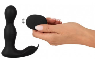 Черная анальная пробка с вибрацией, вращением и пультом ДУ RC Butt Plug with 2 Functions