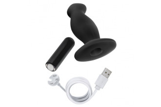 Черный анальный вибромассажёр Silicone Vibrating Prostate Massager 02 - 10,8 см.